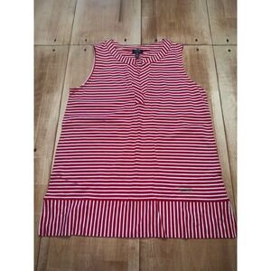 Jones New York Signature Red White Striped Sleeveless Top Shirt Womens Size L